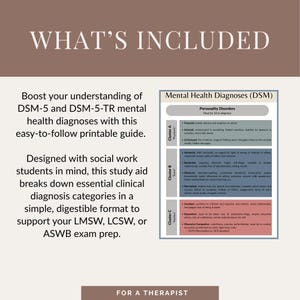 DSM 5 TR Diagnosis Cheat Sheet Printable | Mental Health Diagnoses Study Guide for MSW Students & Therapists | Clinical Reference pdf image 3