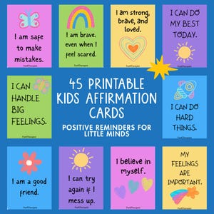 Kids Affirmation Cards Printable | Positive Affirmations for Children | Confidence & Calm Down Cards | Self Esteem | SEL Therapy Resource