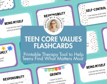 Teen Core Values Printable, Values Sorting Cards Teens, Counseling & Self-Discovery Activity, Therapy Resource Teens, Identity Exploration