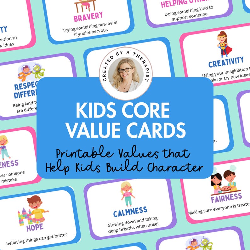 Kids Values Cards Printable | Character Education Flashcards | SEL ...