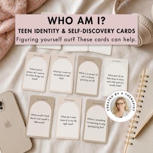 Teen Identity Self Discovery Cards, Printable Journal Prompts, School Counselor SEL Resources, Teen Girl Therapy Tools, Confidence Deck