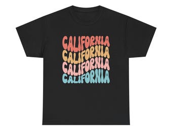 Retro California Text T-Shirt | Colorful Vintage State Design