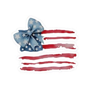Patriotic American Flag Stickers, USA Flag Decal, Red White and Blue Label, Independence Day Decor, Fourth of July, Memorial Day Gift