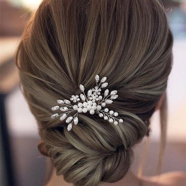 Handmade Womens wedding Hair comb,bride Headdress,Glass diamonds & Pearls Bridal Comb Hair Piece ,bridesmaid headgear, Gift