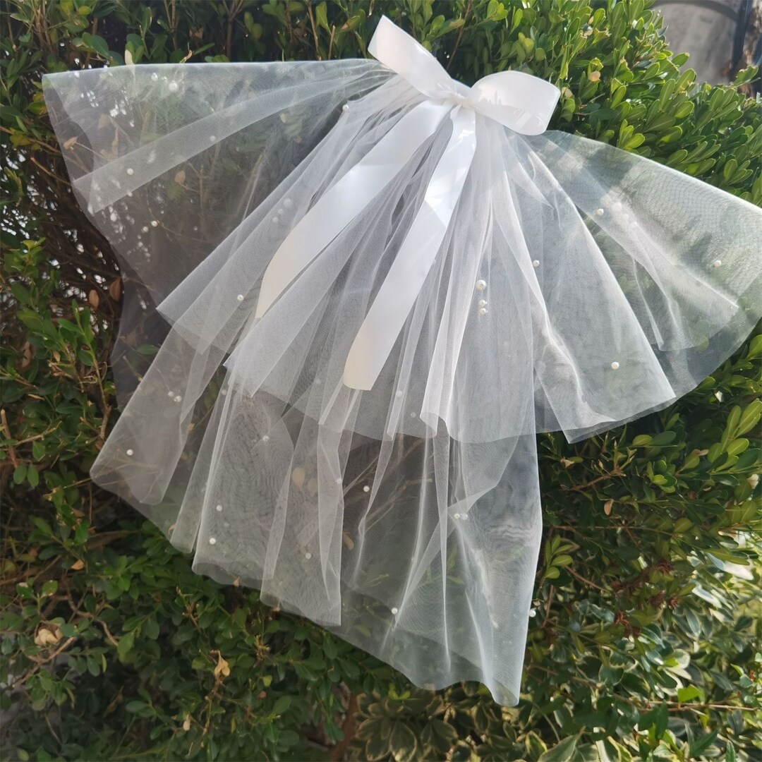 Pearl Veil Bow Veil Hair Comb Veil Double layer Veil Etsy