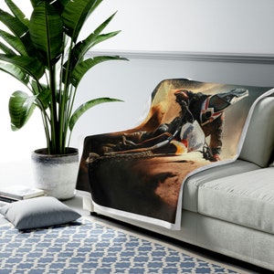 Get Cozy and Rev It Up: Motocross-Inspired Plush Blanket - Velveteen Plush Blanket - Dirt Bike Rider