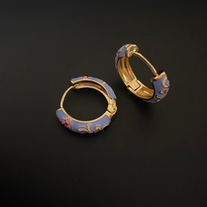 18k vergulde vintage/retro Japanse bloem/bloemen Huggie-oorringen//Moederdagcadeau// Cadeau voor vriend// Cadeau voor haar