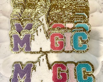 Gold Glitter Magic Embroidered Patch – Castle Theme Park Applique