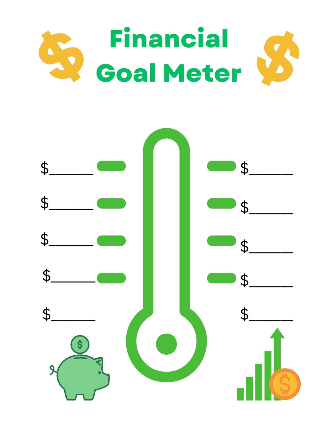 Financial Goal Meter Digital Download Etsy