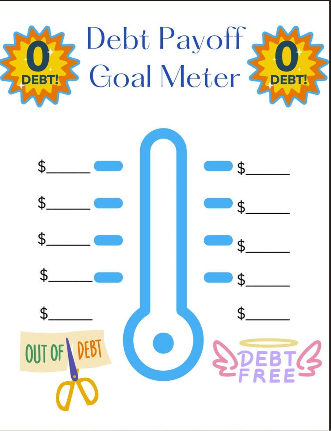 Debt Payoff Goal Meter Digital Download Etsy