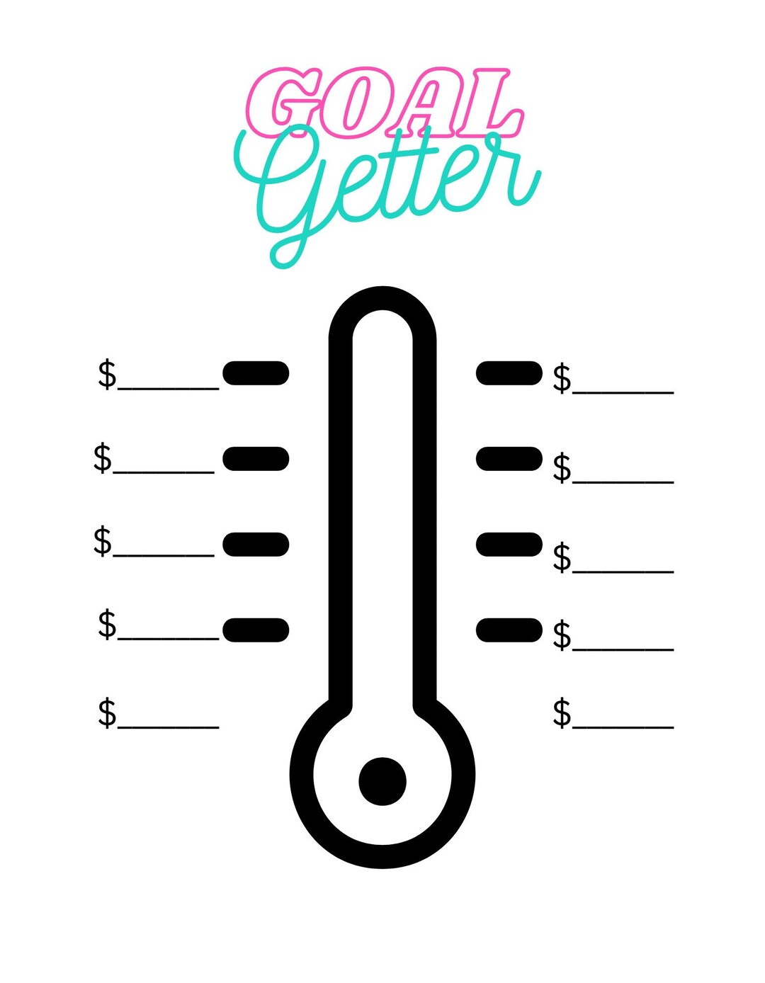 Goal Getter Goal Meter Digital Download Etsy