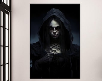 Gothic Woman Horror Poster - Halloween Gothic Canvas Wall Art Decoration Gift