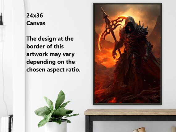 クリアファイル Vintage Gemmy Industries Grim Reaper Grim Reaper Wall Art - Grim Reaper With Flaming Scythe Poster
