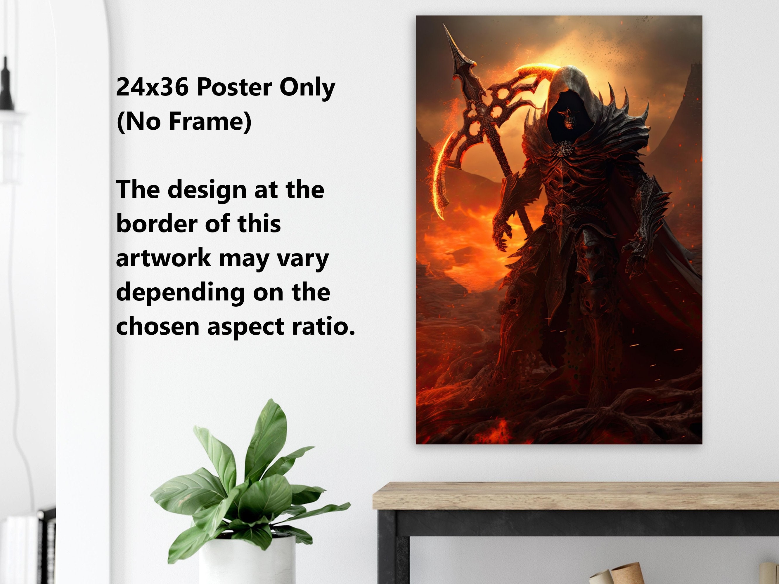Grim Reaper Wall Art - Grim Reaper With Flaming Scythe Poster