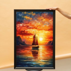Digital Art Painting of a Majestic Sailing Ship - Ocean-Themed Printable Wall Decor - Coastal Home Decor Download