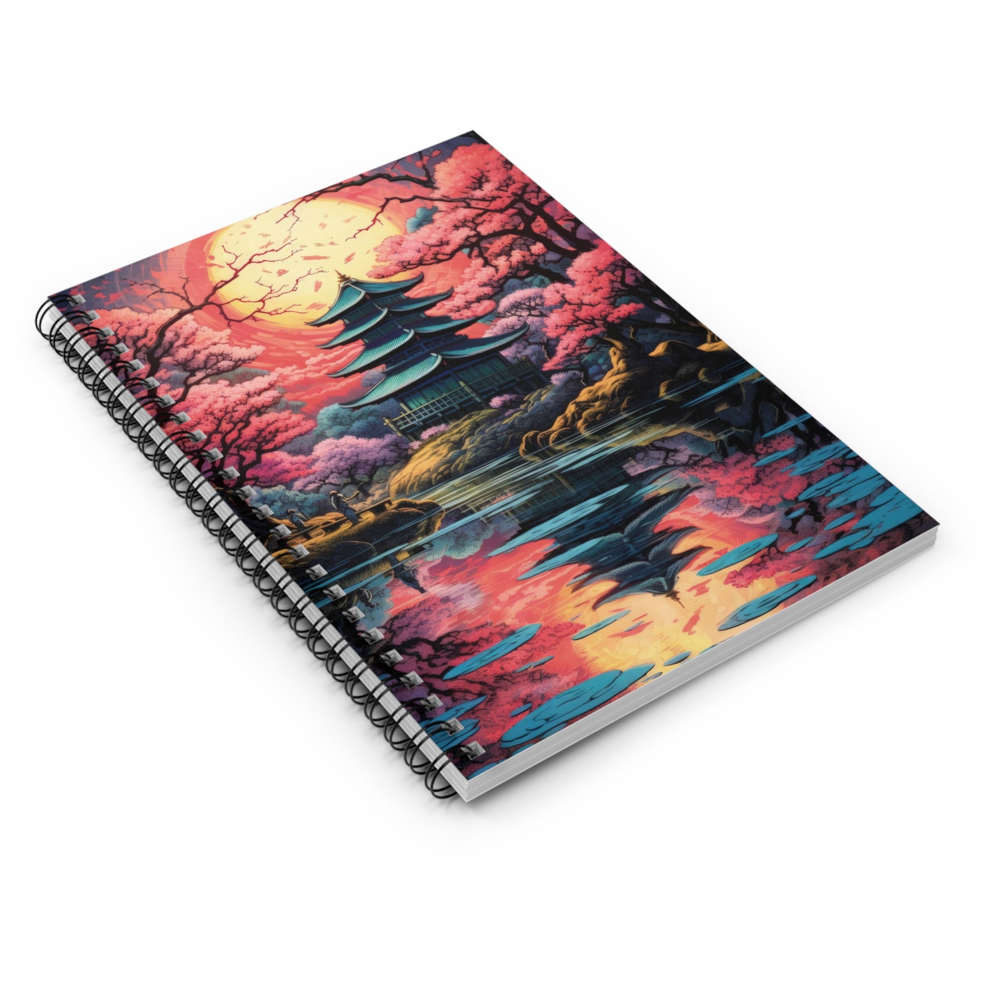 Spiral Notebook Ruled Line Japanese Zen Garden With Cherry Blossoms - Etsy