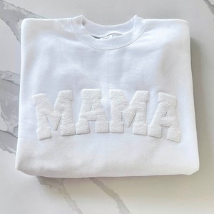 Mama sweatshirt, White Mama Sweatshirt, Puff print design