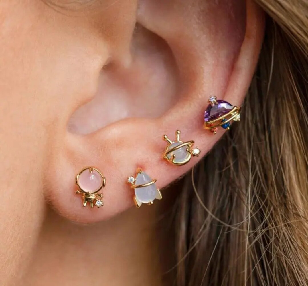 Space Studs UFO Earrings ET Alien Earrings Spaceship Rocket Earrings