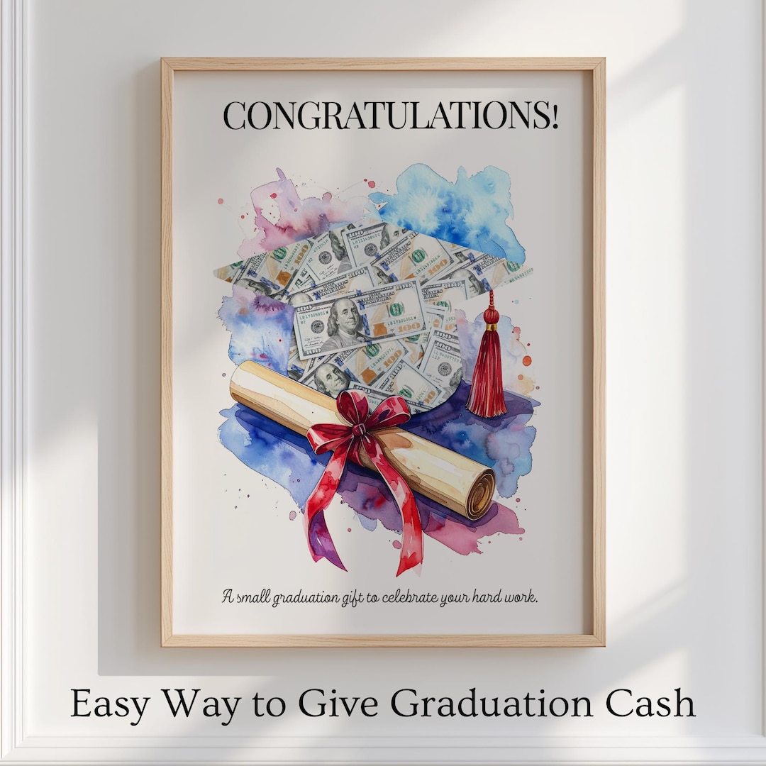Printable Graduation Cash Gift – Congratulations Money Poster With Cap ...