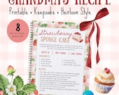 Family Recipe Cards Printable – “Grandma’s Recipe” Gingham Watercolour – Heirloom Recipe Card Template – Digital Download