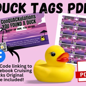 Cruise Duck Tag PDF | QR code FB cruising ducks og| Cruising Duck Tags Printable | Cruising Duck Tag Ideas | Cruise Printable