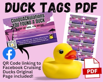 Cruise Duck Tag PDF | QR code FB cruising ducks og| Cruising Duck Tags Printable | Cruising Duck Tag Ideas | Cruise Printable