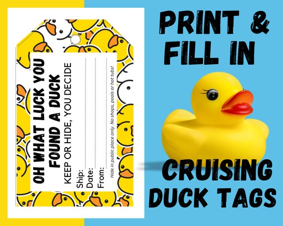 Yellow Rubber Duck Tags | Cruising Ducks | Rubber Duck Tag | Cruising Duck Game Tags | Editable Details | Printable | Cruise Printables