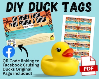 Cruise Duck Tag PDF | QR code FB cd og | Cruising Duck Tags Printable | Cruising Duck Tag Ideas | Cruise Printable