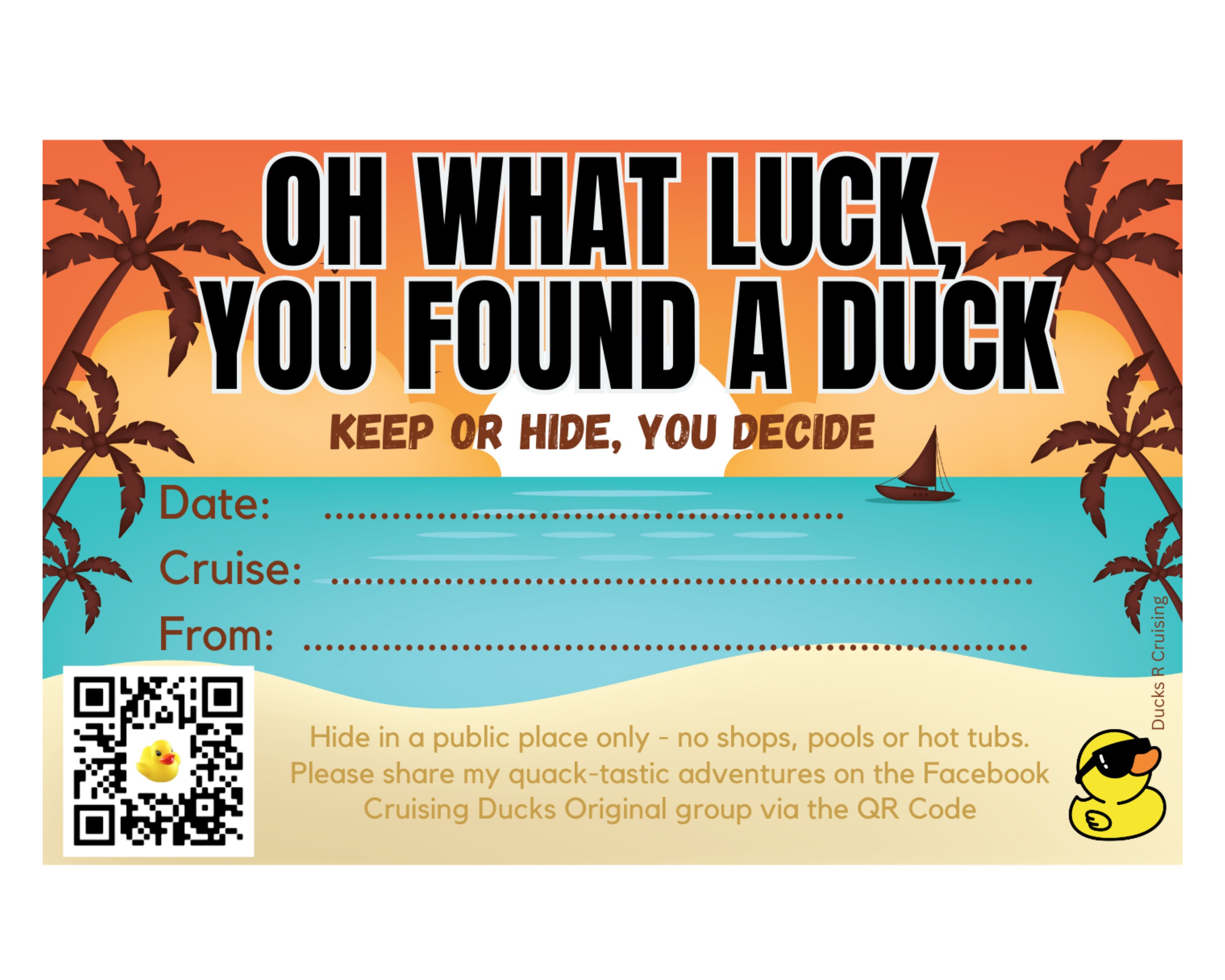 Cruise Duck Tag PDF | QR Code FB Cd Og | Cruising Duck Tags Printable ...