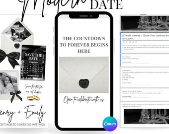 Modern Digital Save the Date Website: Canva Template