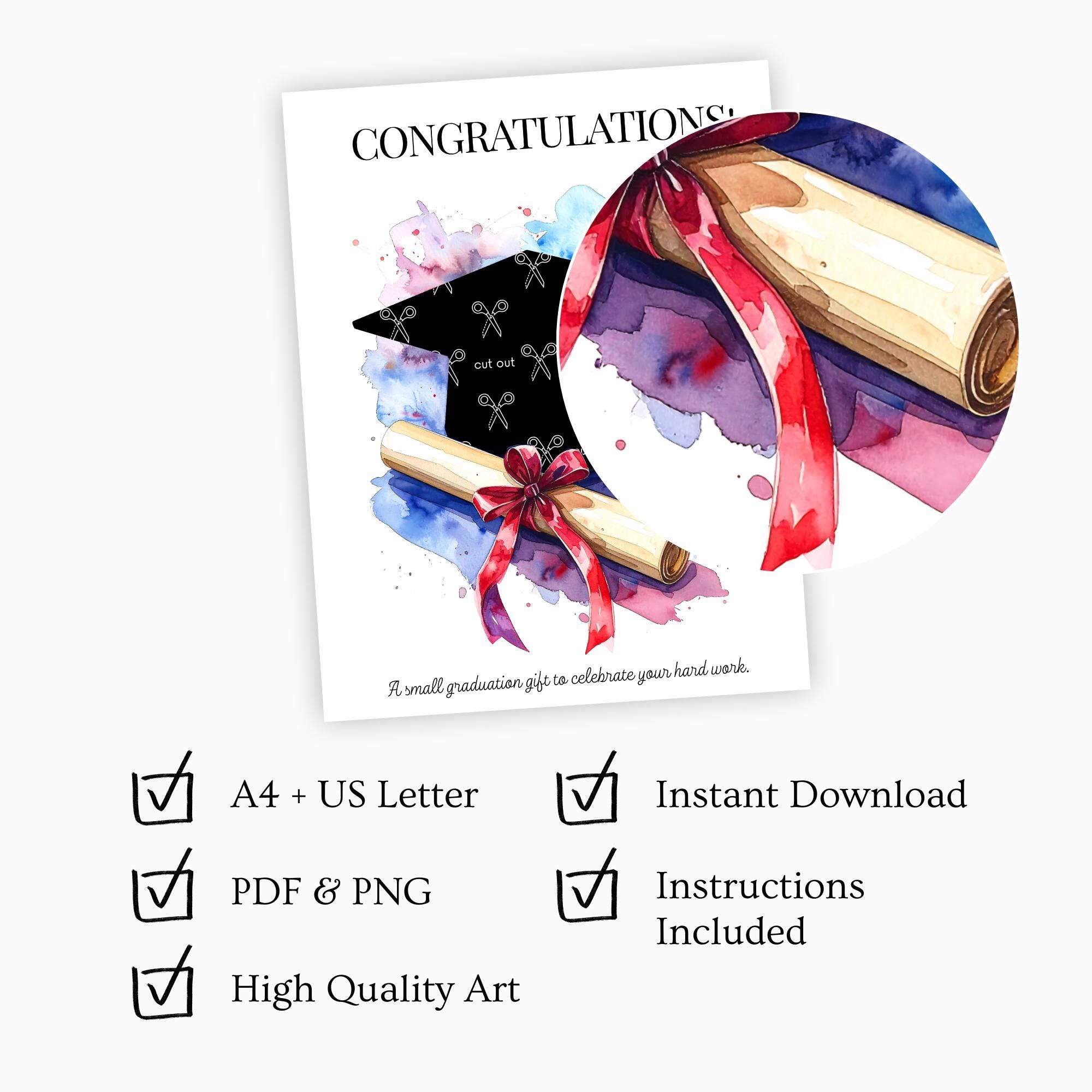 Printable Graduation Cash Gift – Congratulations Money Poster With Cap ...