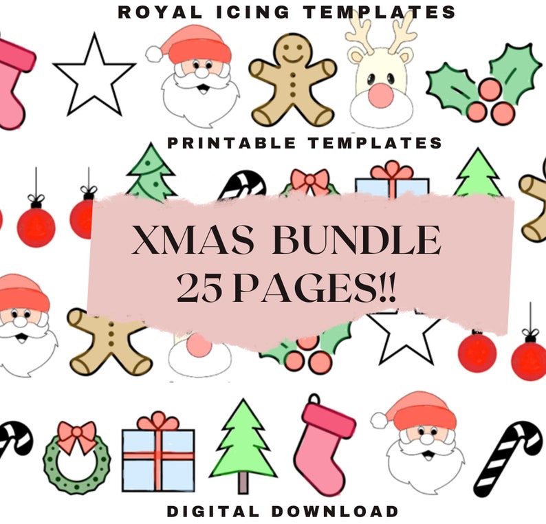 Christmas Cookie Transfers Cookie Template Cupcake Topper Digital