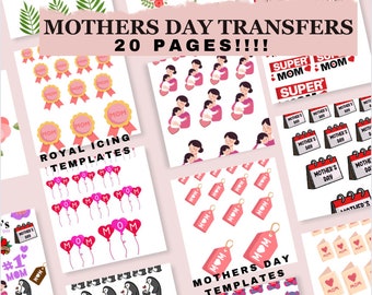 Royal Icing transfer template, mothers day cookie transfers, Cupcake topper, royal icing template, cookie templates, mothers day cake image