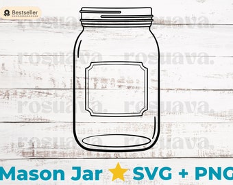Mason jar svg | ball jar svg | glass jar svg | mason jar cut file | mason jar png clipart | rustic farmhouse svg | canning jar svg