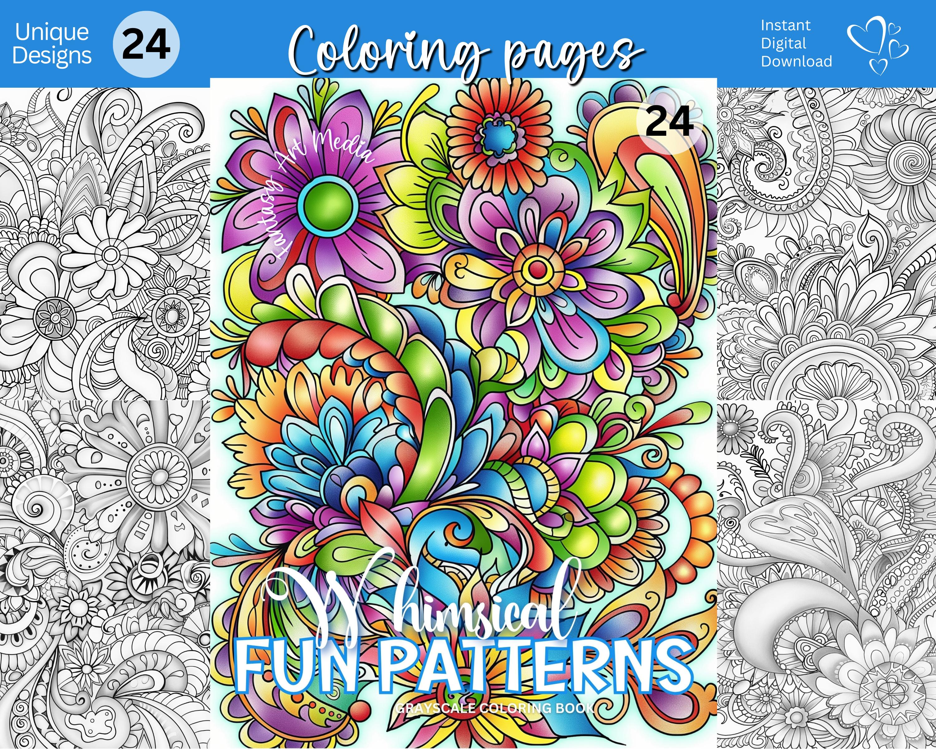 Whimsical Fun Patterns Coloring Pages Abstract Cute Quirky Flowers