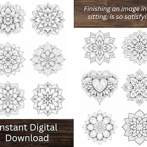 Grayscale Minis "mandalas" Coloring Pages, Printable Adult Small ...