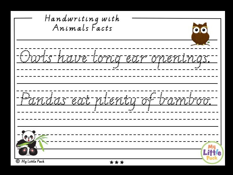 Alphabet Handwriting Booklet With Dotted Third Lines and Animal Facts ...