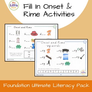 Rhyming Words Printable Activity - Onset &amp; Rime Activities - Etsy