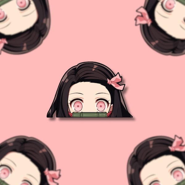 Anime Peeker Sticker - Cute Demon Girl Character Sticker for Laptop, Water Bottle and More! | Manga Sticker, Anime Sticker, Kawaii Sticker