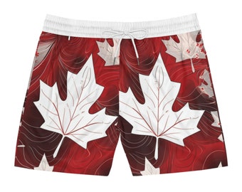 Canadian Flag Inspired Swim Shorts for Sunny Beach Days