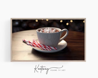 Weihnachtsbild TV Art - Heiße Schokolade Marshmallows | Samsung Rahmen TV Kunst | Digital-TV-Datei | Digitale Kunst für Rahmen | Urlaub Rahmen Tv Art