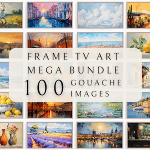 Samsung Frame TV Art Set - Gouache | Painting Frame TV | Art Set For TV | Tv Art Bundle | Vintage Tv Art | Artful Tv Art