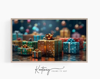 Weihnachtsrahmen TV Art - Gruppe Geschenke | Samsung Rahmen TV Kunst | Digital-TV-Datei | Digitale Kunst für Rahmen | Urlaub Rahmen Tv Art