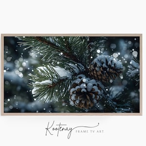 Christmas Frame TV Art - Pine Cones | Samsung Frame TV Art | Digital TV File | Digital Art For Frame | Holiday Frame Tv Art