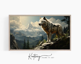 Samsung Frame TV Art - Lone Wolf | Cabin Frame Tv Art | Nature Art For Frame TV | Digital TV File | Lodge Tv art