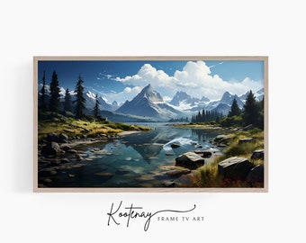 Samsung Frame TV Art - Maligne Lake | Cabin Frame Tv Art | Nature Art For Frame TV | Digital TV File | Lodge Tv art