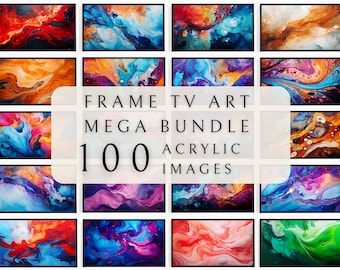 Samsung Frame TV Art Set - Acrylic | Paint Tv Art | Frame TV Art | TV Art Collection | Frame Tv Art set | Pouring Tv Art