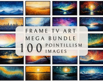 Samsung Frame TV Art Set - Pointillism | Boho Frame TV | Art Set For TV | Tv Art Bundle | Frame Tv Art set | Artful Tv Art
