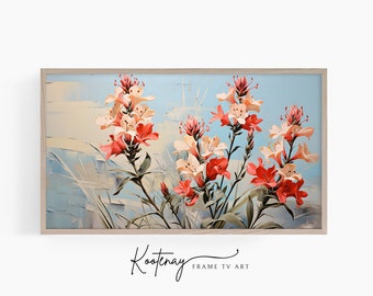 Samsung Frame TV Art - Cardinal | Floral Frame Tv Art | Impasto Art For Frame TV | Botanical TV File | Painting Tv art | Tv art flower