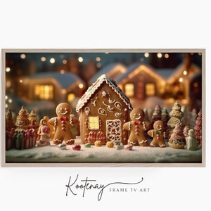 Christmas Frame TV Art - Gingerbread Family | Samsung Frame TV Art | Digital TV File | Digital Art For Frame | Holiday Frame Tv Art